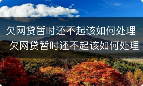 欠网贷暂时还不起该如何处理 欠网贷暂时还不起该如何处理呢