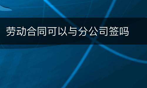 劳动合同可以与分公司签吗