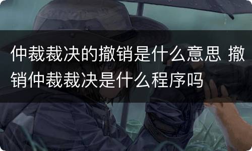 仲裁裁决的撤销是什么意思 撤销仲裁裁决是什么程序吗