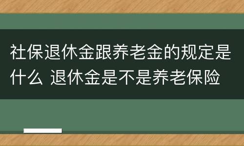 社保退休金跟养老金的规定是什么 退休金是不是养老保险