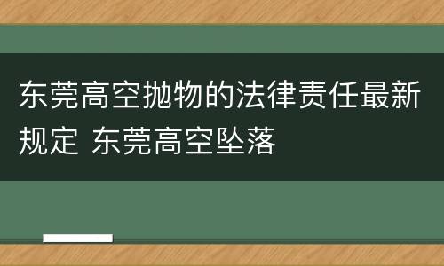 东莞高空抛物的法律责任最新规定 东莞高空坠落