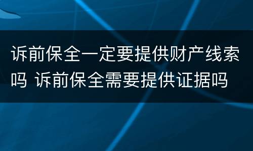 诉前保全一定要提供财产线索吗 诉前保全需要提供证据吗