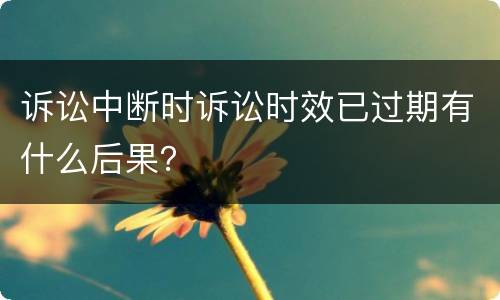 诉讼中断时诉讼时效已过期有什么后果？