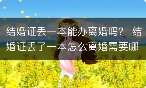 结婚证丢一本能办离婚吗？ 结婚证丢了一本怎么离婚需要哪些证件
