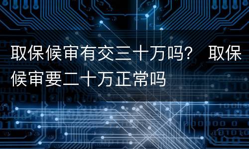 取保候审有交三十万吗？ 取保候审要二十万正常吗