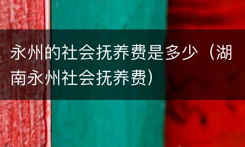 永州的社会抚养费是多少（湖南永州社会抚养费）