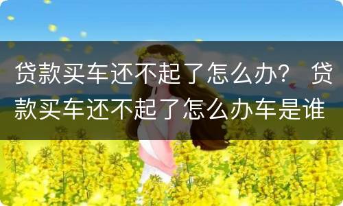 贷款买车还不起了怎么办？ 贷款买车还不起了怎么办车是谁的