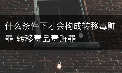 什么条件下才会构成转移毒赃罪 转移毒品毒赃罪