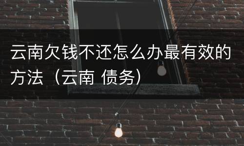云南欠钱不还怎么办最有效的方法（云南 债务）