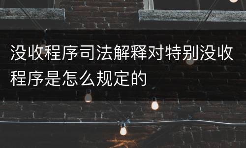 没收程序司法解释对特别没收程序是怎么规定的