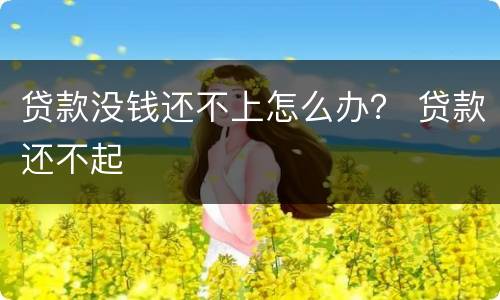 贷款没钱还不上怎么办？ 贷款还不起