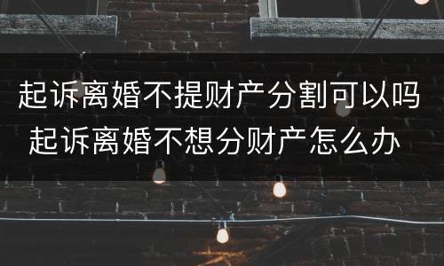 起诉离婚不提财产分割可以吗 起诉离婚不想分财产怎么办