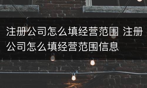 注册公司怎么填经营范围 注册公司怎么填经营范围信息