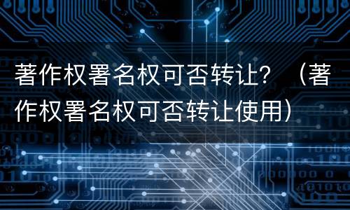 著作权署名权可否转让？（著作权署名权可否转让使用）