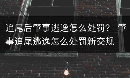 追尾后肇事逃逸怎么处罚？ 肇事追尾逃逸怎么处罚新交规