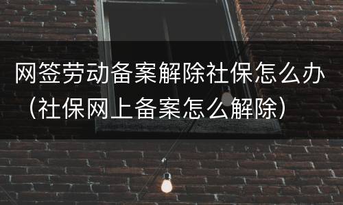 网签劳动备案解除社保怎么办（社保网上备案怎么解除）