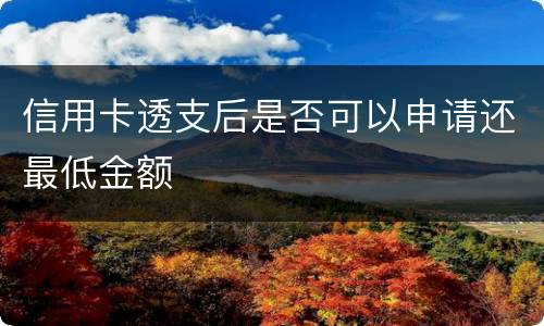 信用卡透支后是否可以申请还最低金额