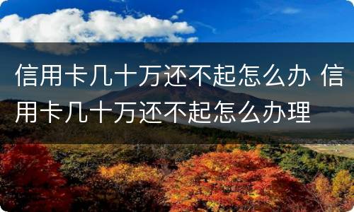 信用卡几十万还不起怎么办 信用卡几十万还不起怎么办理