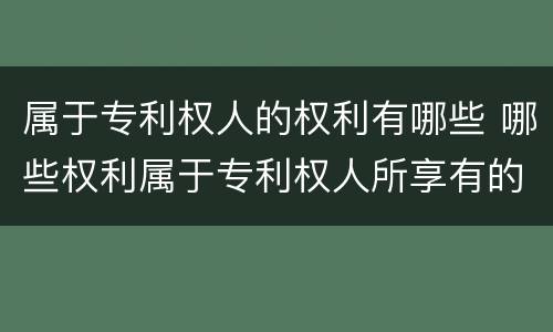 属于专利权人的权利有哪些 哪些权利属于专利权人所享有的权利