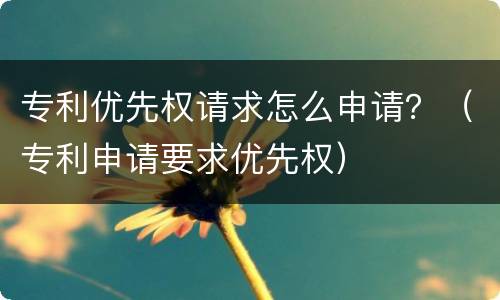 专利优先权请求怎么申请？（专利申请要求优先权）