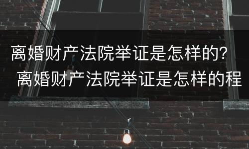 离婚财产法院举证是怎样的？ 离婚财产法院举证是怎样的程序