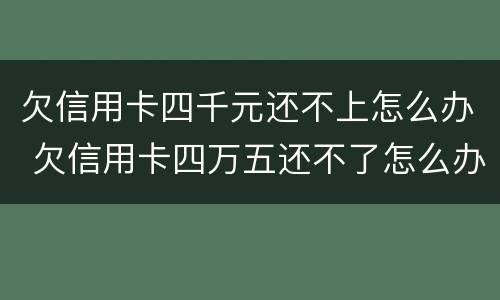 欠信用卡四千元还不上怎么办 欠信用卡四万五还不了怎么办