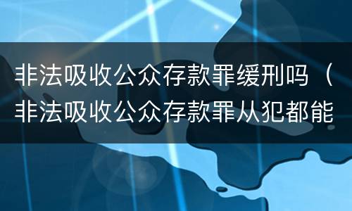 非法吸收公众存款罪缓刑吗（非法吸收公众存款罪从犯都能判缓吗）