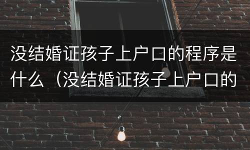 没结婚证孩子上户口的程序是什么（没结婚证孩子上户口的程序是什么样的）