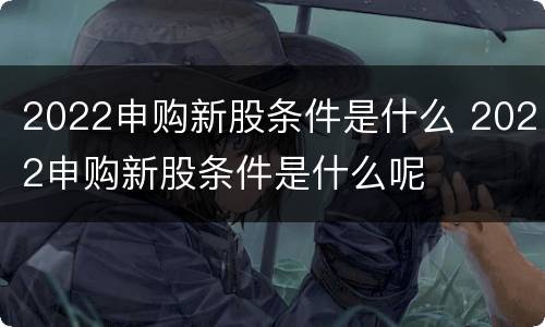 2022申购新股条件是什么 2022申购新股条件是什么呢