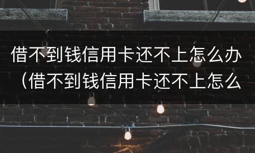 借不到钱信用卡还不上怎么办（借不到钱信用卡还不上怎么办呢）