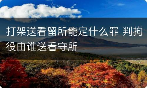 打架送看留所能定什么罪 判拘役由谁送看守所