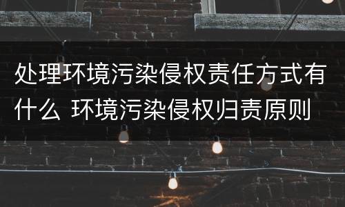 处理环境污染侵权责任方式有什么 环境污染侵权归责原则