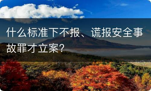 什么标准下不报、谎报安全事故罪才立案?