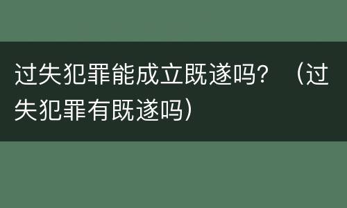 过失犯罪能成立既遂吗？（过失犯罪有既遂吗）