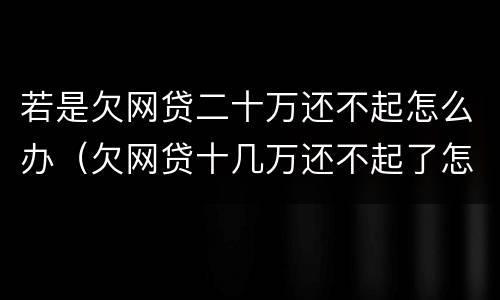 若是欠网贷二十万还不起怎么办（欠网贷十几万还不起了怎么办）