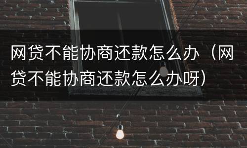 网贷不能协商还款怎么办（网贷不能协商还款怎么办呀）