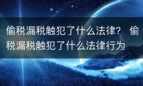 偷税漏税触犯了什么法律？ 偷税漏税触犯了什么法律行为
