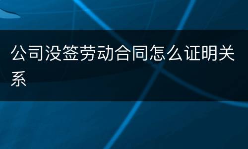 公司没签劳动合同怎么证明关系