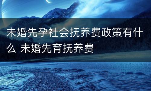 未婚先孕社会抚养费政策有什么 未婚先育抚养费