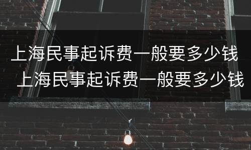 上海民事起诉费一般要多少钱 上海民事起诉费一般要多少钱呀