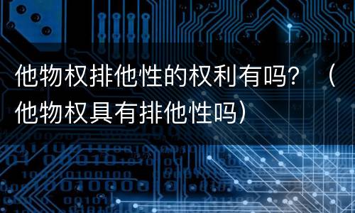他物权排他性的权利有吗？（他物权具有排他性吗）