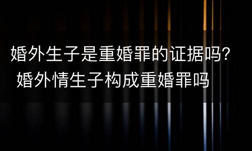 婚外生子是重婚罪的证据吗？ 婚外情生子构成重婚罪吗