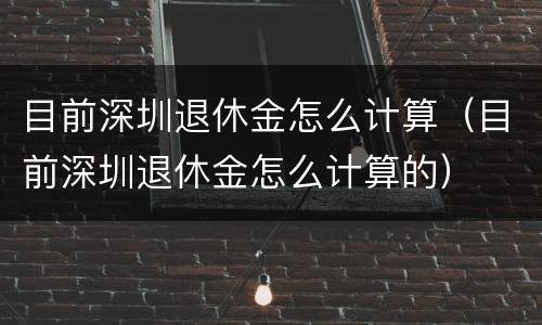 目前深圳退休金怎么计算（目前深圳退休金怎么计算的）