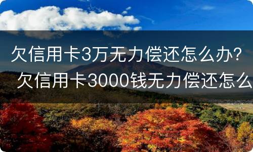 欠信用卡3万无力偿还怎么办？ 欠信用卡3000钱无力偿还怎么办