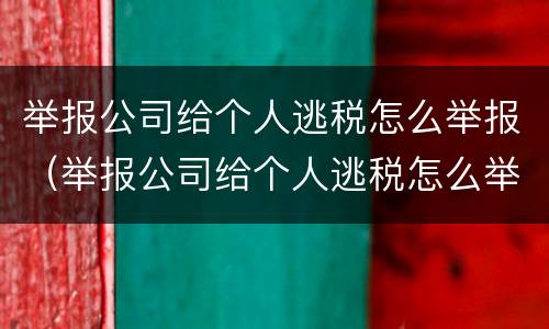 举报公司给个人逃税怎么举报（举报公司给个人逃税怎么举报的）