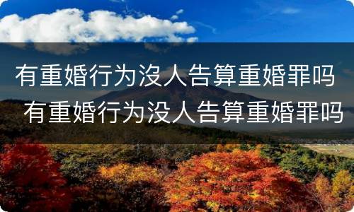 有重婚行为沒人告算重婚罪吗 有重婚行为没人告算重婚罪吗判几年
