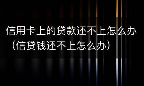 信用卡上的贷款还不上怎么办（信贷钱还不上怎么办）