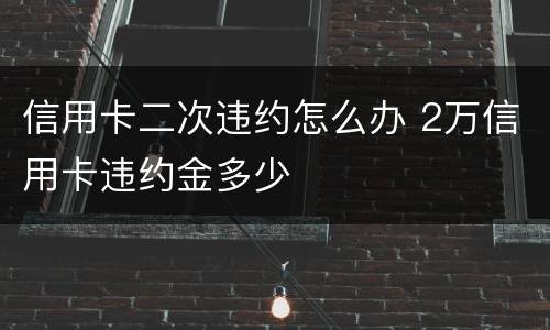 信用卡二次违约怎么办 2万信用卡违约金多少
