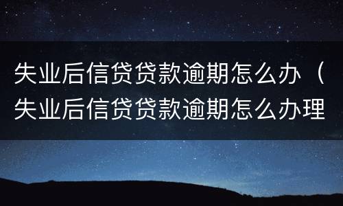 失业后信贷贷款逾期怎么办（失业后信贷贷款逾期怎么办理）