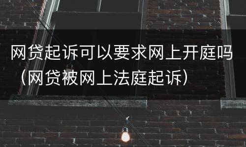 网贷起诉可以要求网上开庭吗（网贷被网上法庭起诉）